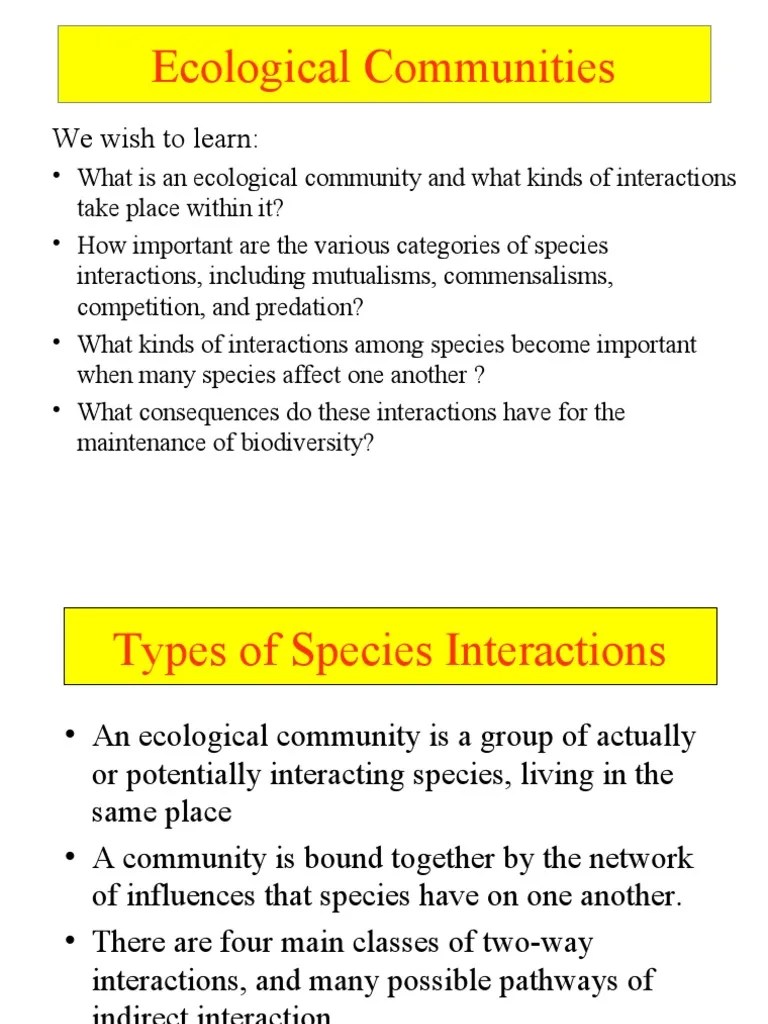 Species Interactions | PDF | Food Web | Community Ecology
