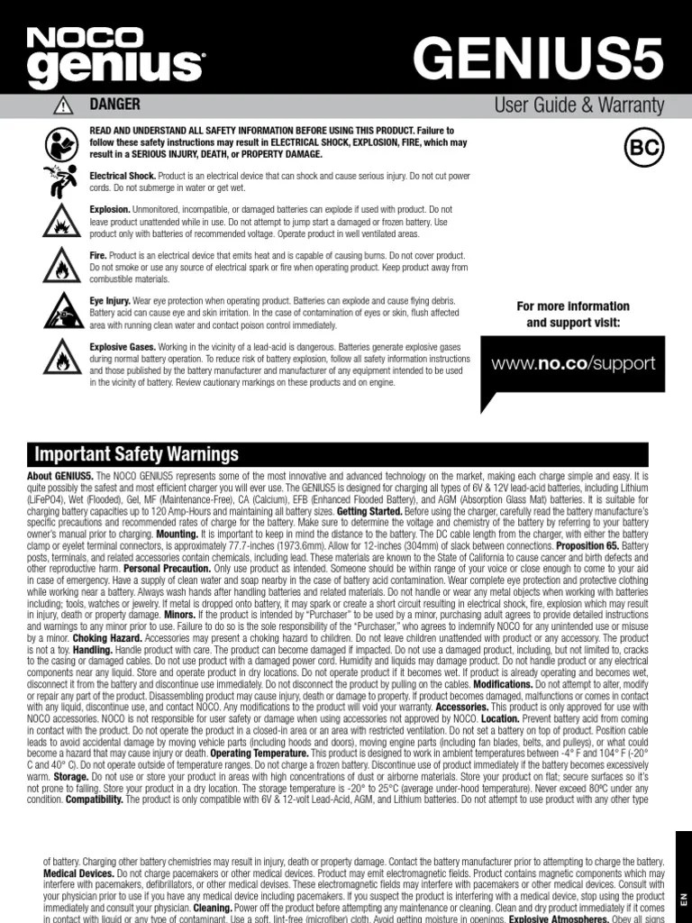 Genius5na User Guide 7.01.21 | PDF | Battery Charger | Electromagnetic