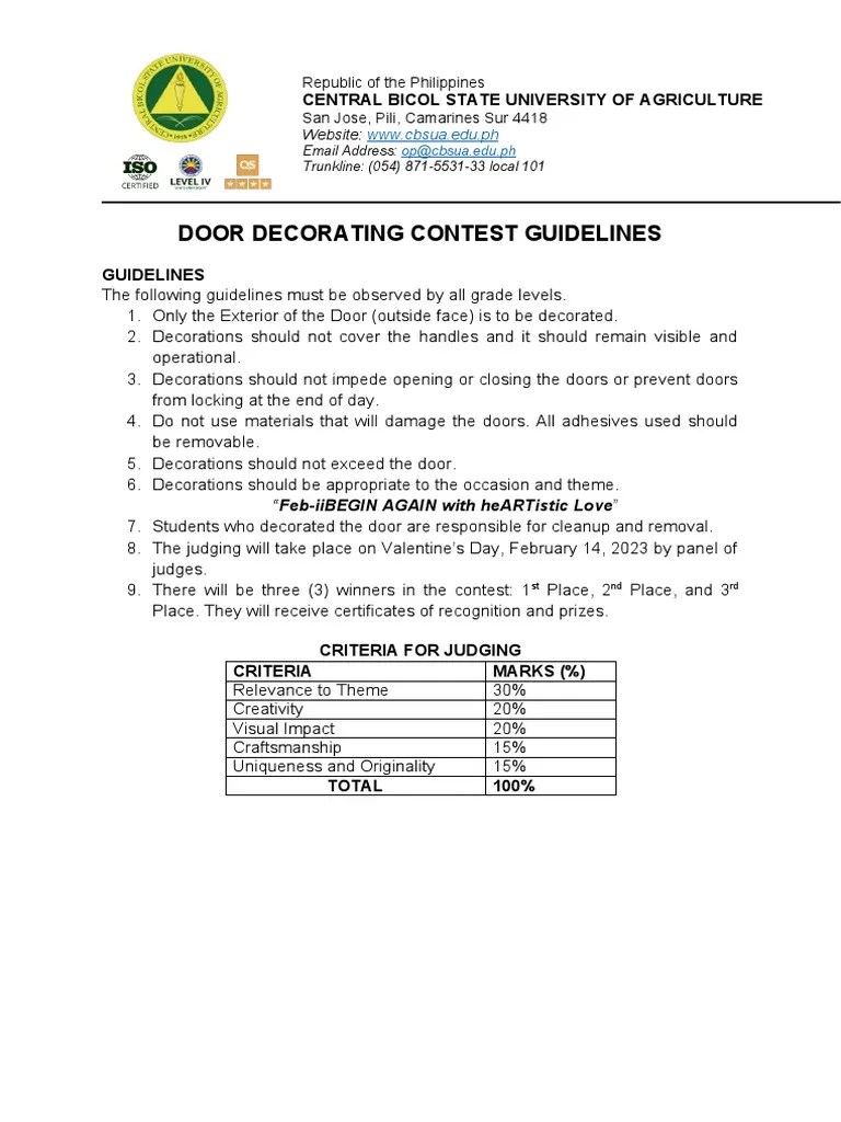 CBS Door Decorating Contest Guidelines PDF