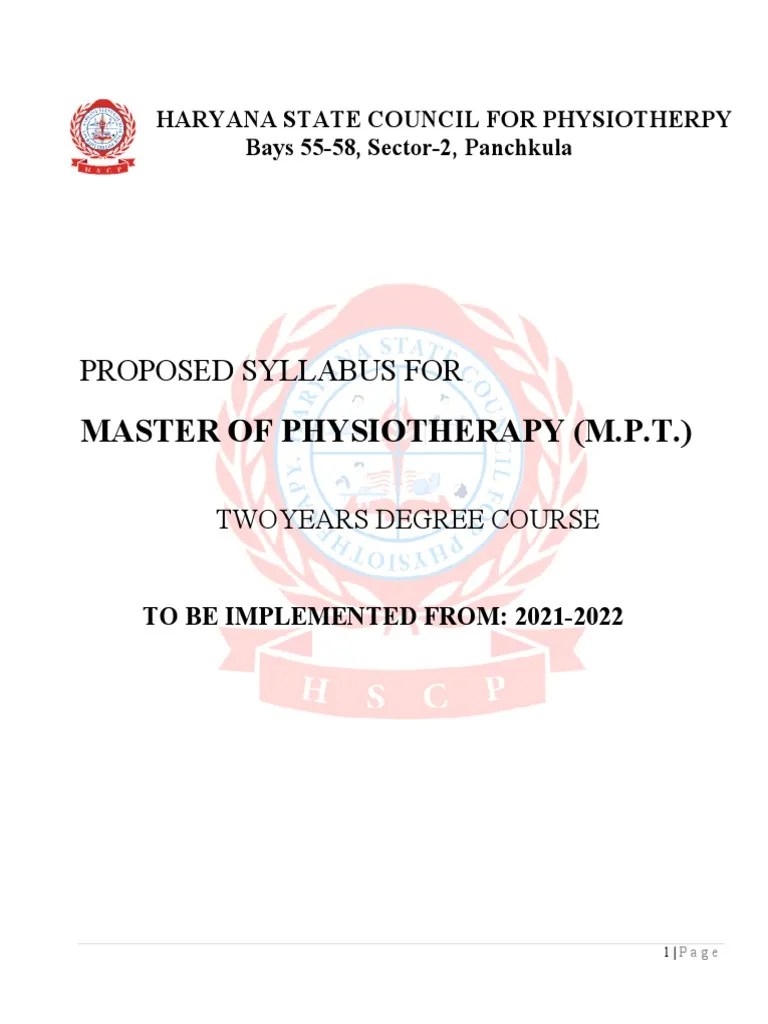 MPT Physiotherapy Curriculum PDF PDF Physical Therapy Health Care