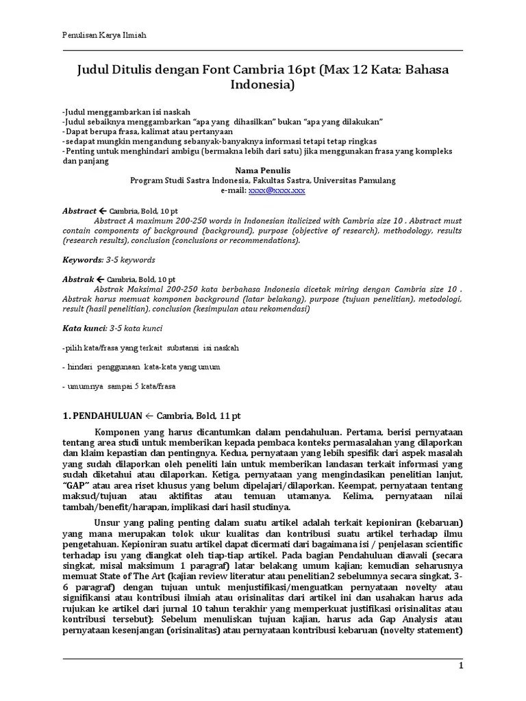 Template Penulisan Karya Ilmiah PDF