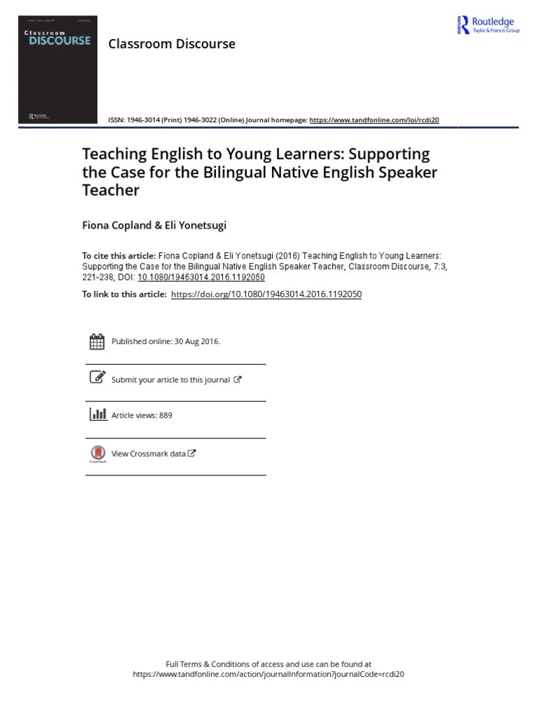 Teaching English To Young Learners Supporting The Case For The