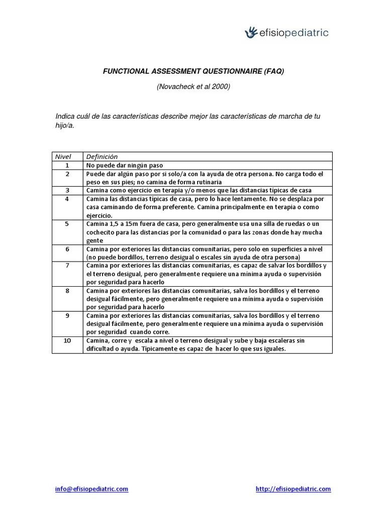 Functional Assessment Questionnaire Faq PDF PDF