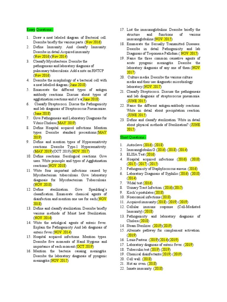 Microbiology Questions All | PDF | Bacteria | Infection