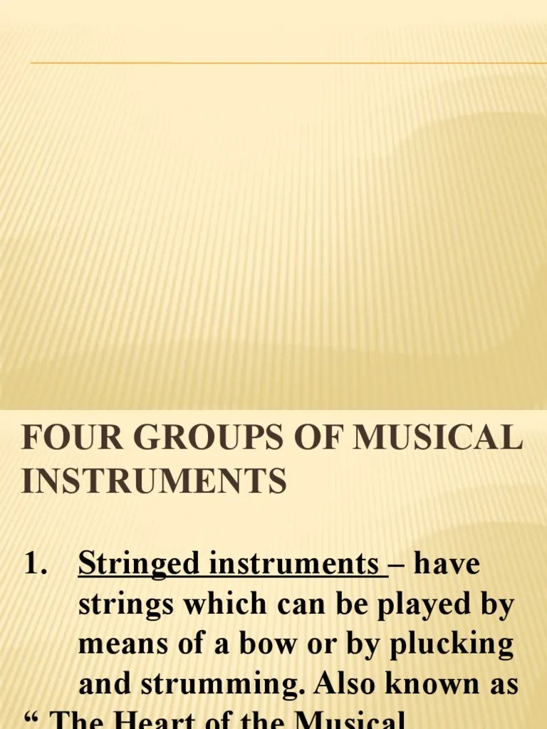 Four Groups of Musical Instruments PDF Brass Instruments Musical