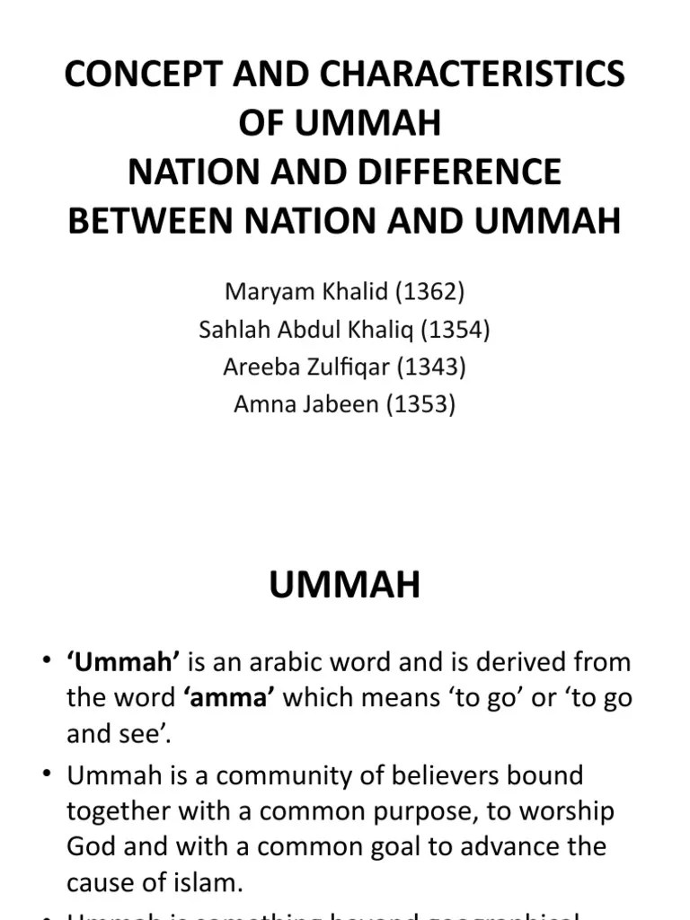 Understanding the Concepts of Ummah and Nation A Comparative Look at