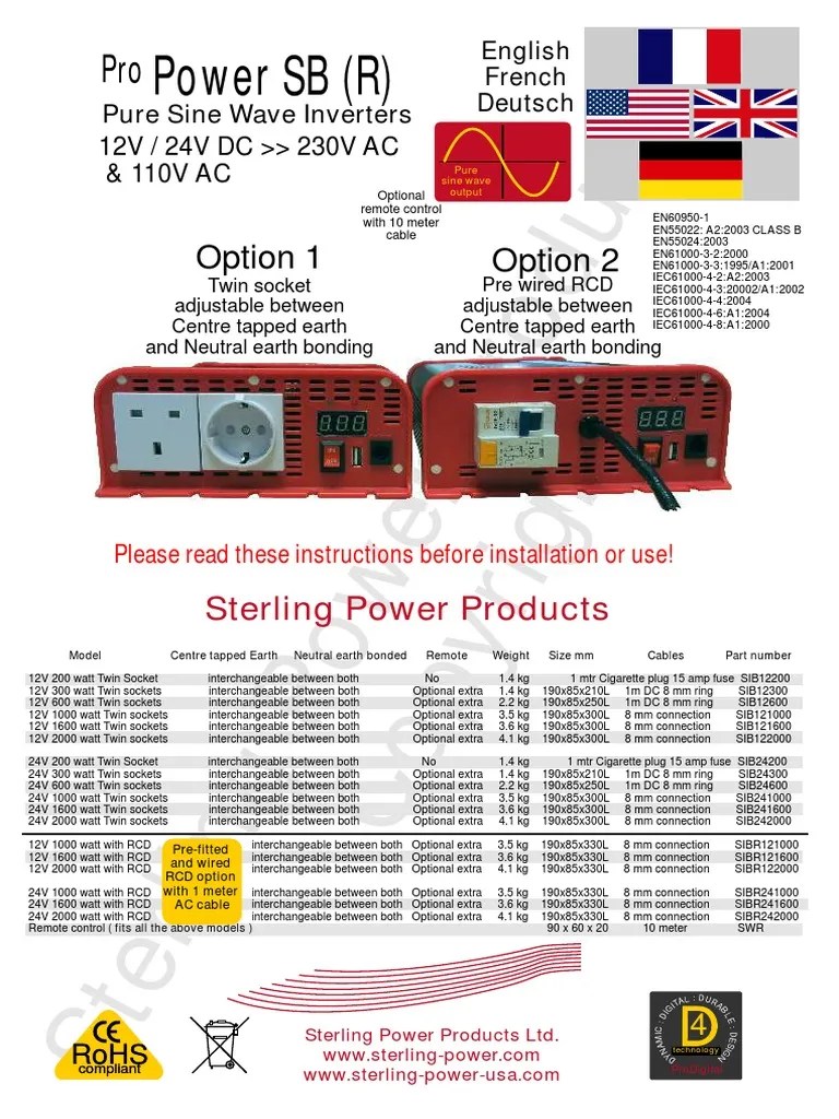 instructions_Eng Sterling Inverter PDF Direct Current Power Inverter