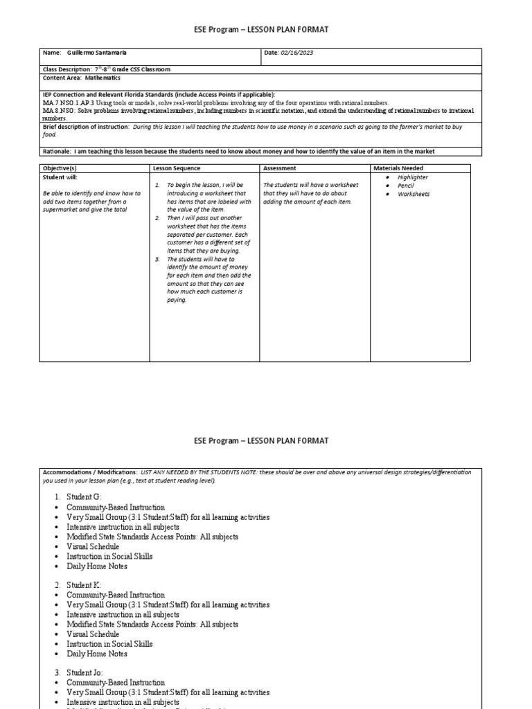 Coaching Cycle 3 Lesson Plan PDF Lesson Plan Worksheet