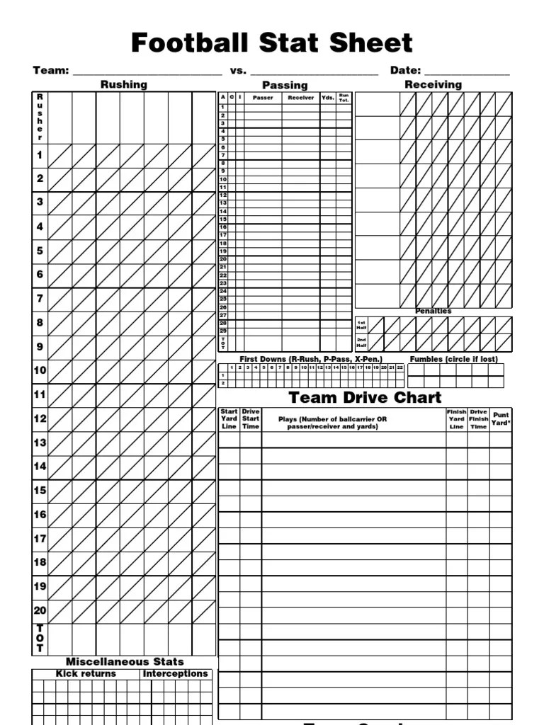 Football Stat Sheet