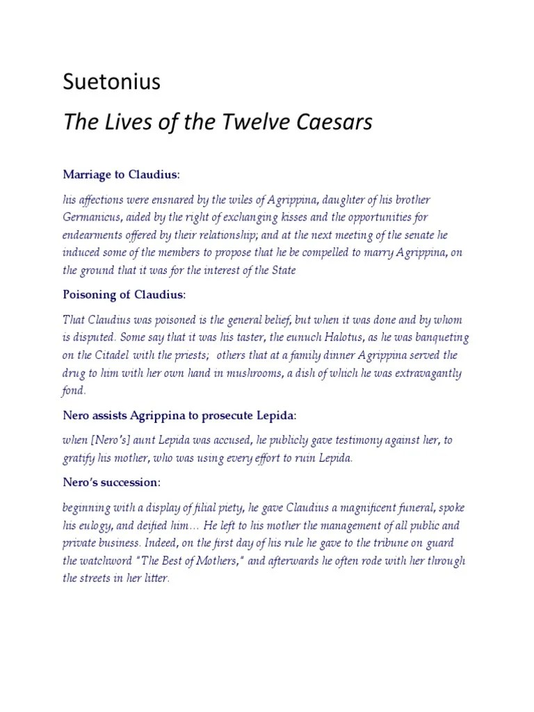 Extracts From Suetonius PDF Nero Claudius