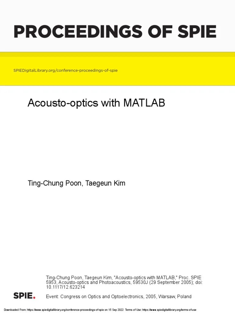AcoustoOptics With MATLAB PDF Wavelength Diffraction