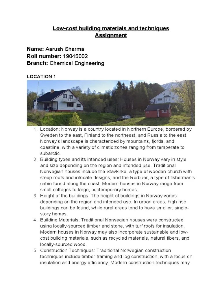 LowCost Building Materials and Techniques Assignment Name Aarush