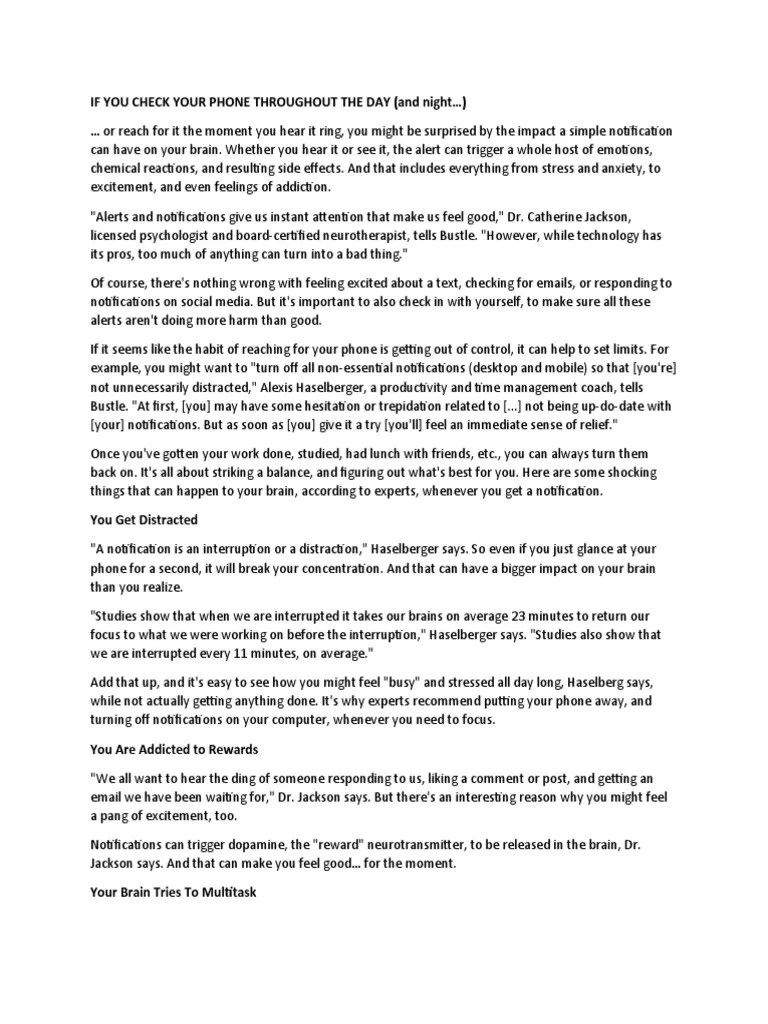 Notifications and Stress PDF Feeling Anxiety