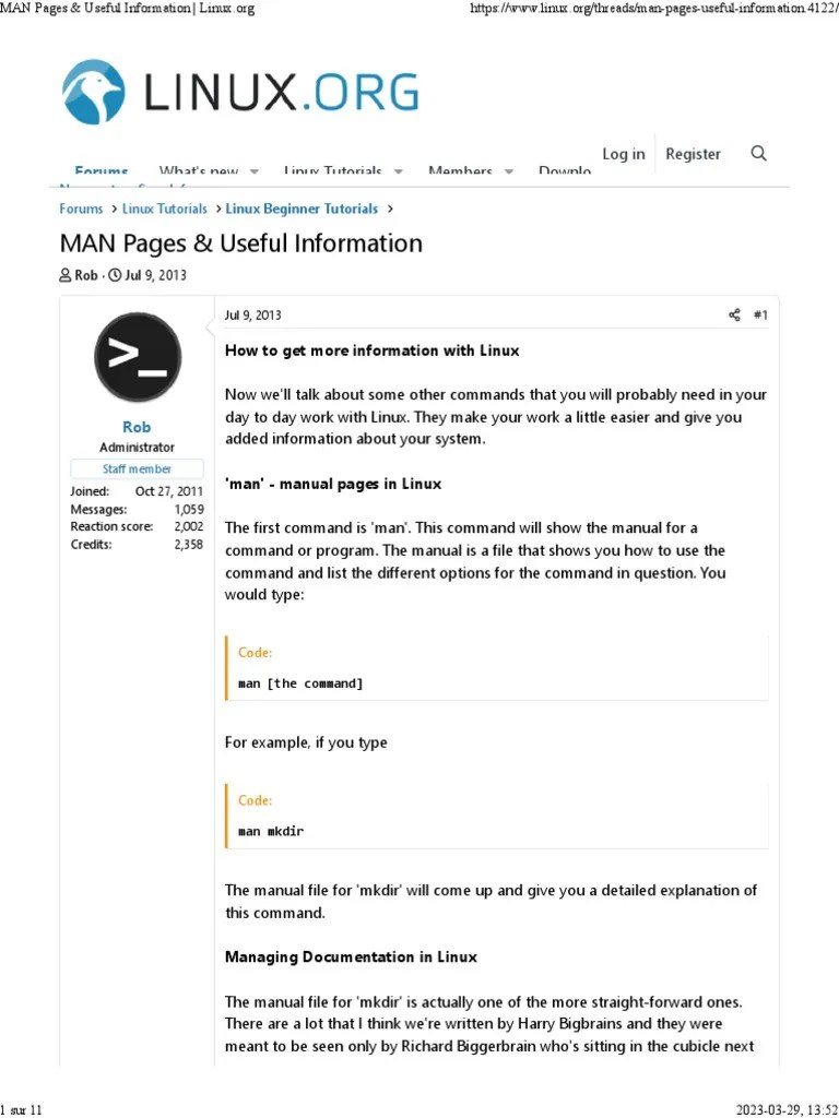 MAN Pages & Useful Information Log in Register What's New Linux