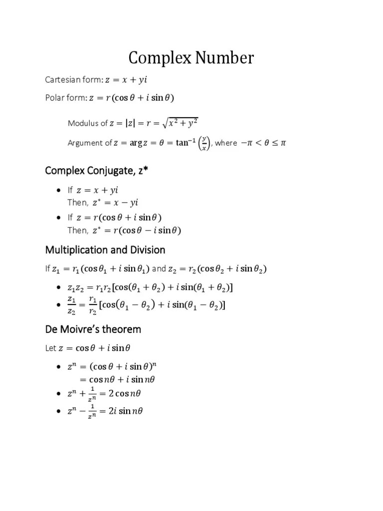 Complex Number PDF