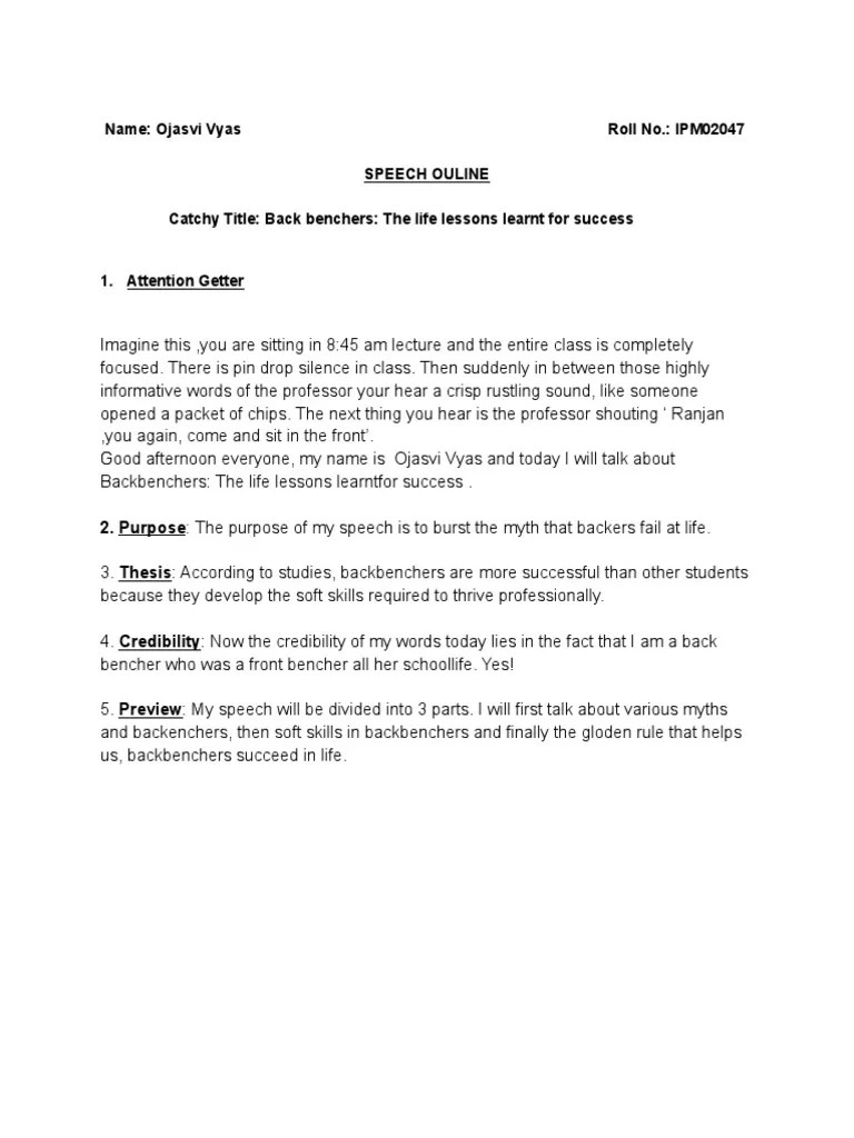 Speech Introduction Ojasvi PDF