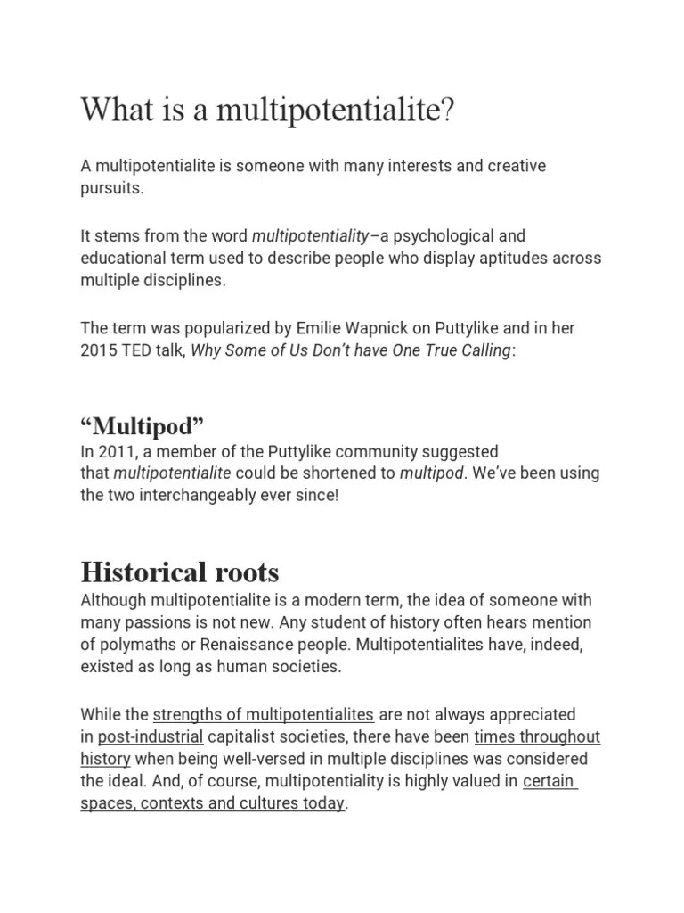 What Is A Multipotentialite PDF