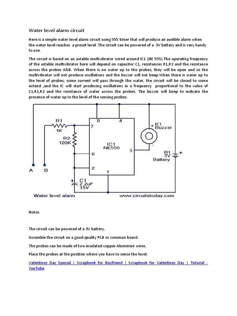 Water Level Alarm Circuit PDF