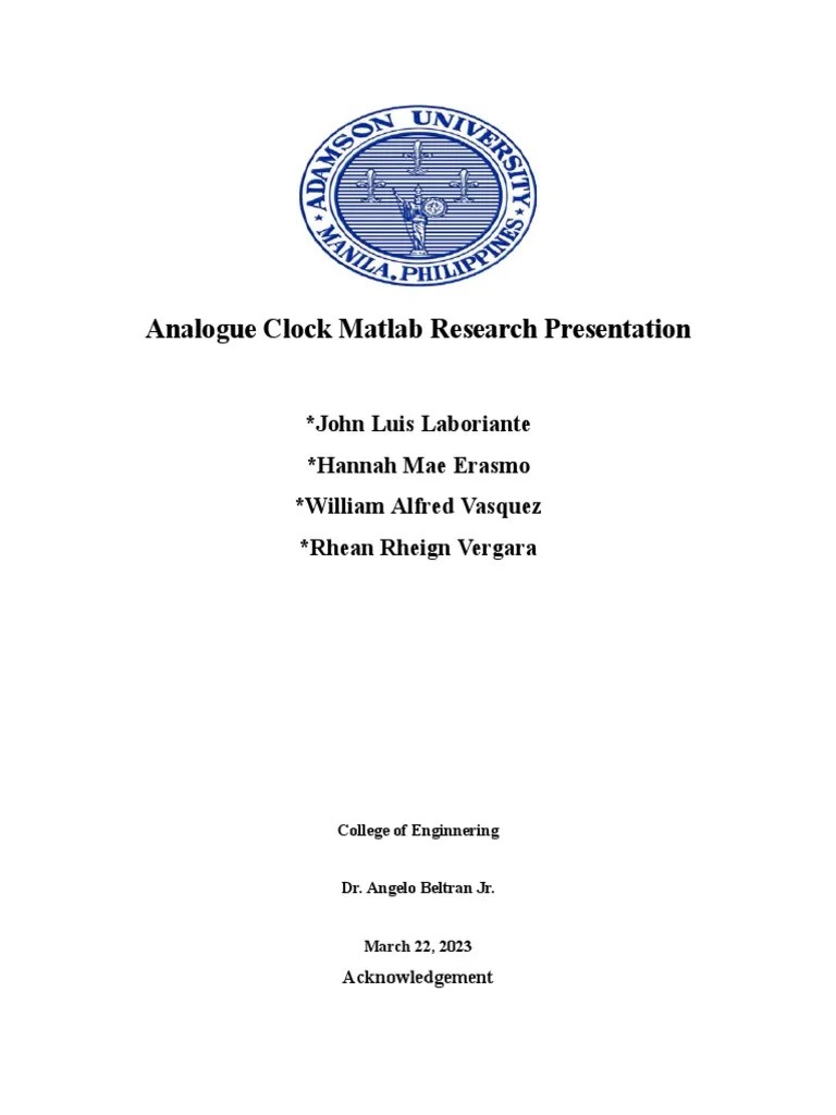 Matlab Analogue Clock Research 1 Download Free PDF Matlab Matrix