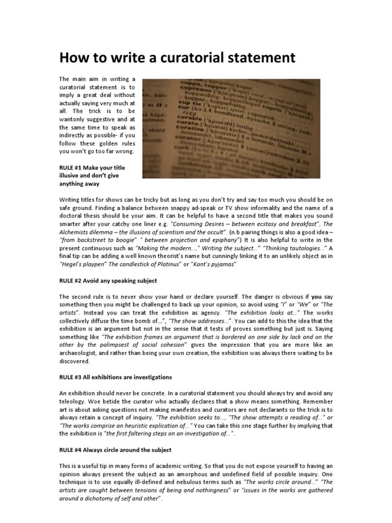 How to Write a Curatorial Statement Ellipse Mouvements philosophiques