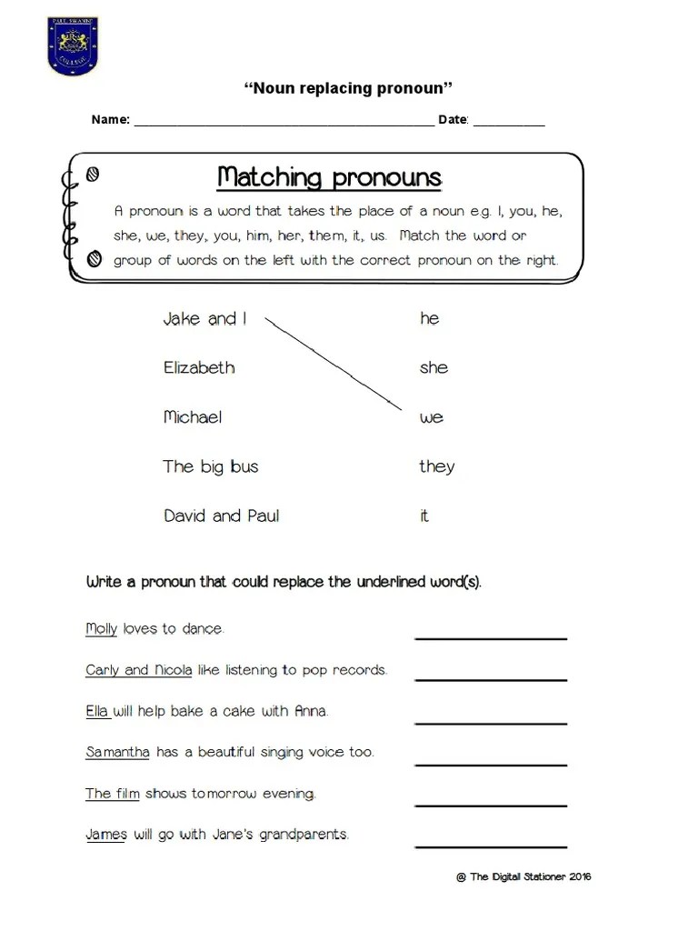 Pronoun Replacing Nouns-1 | PDF