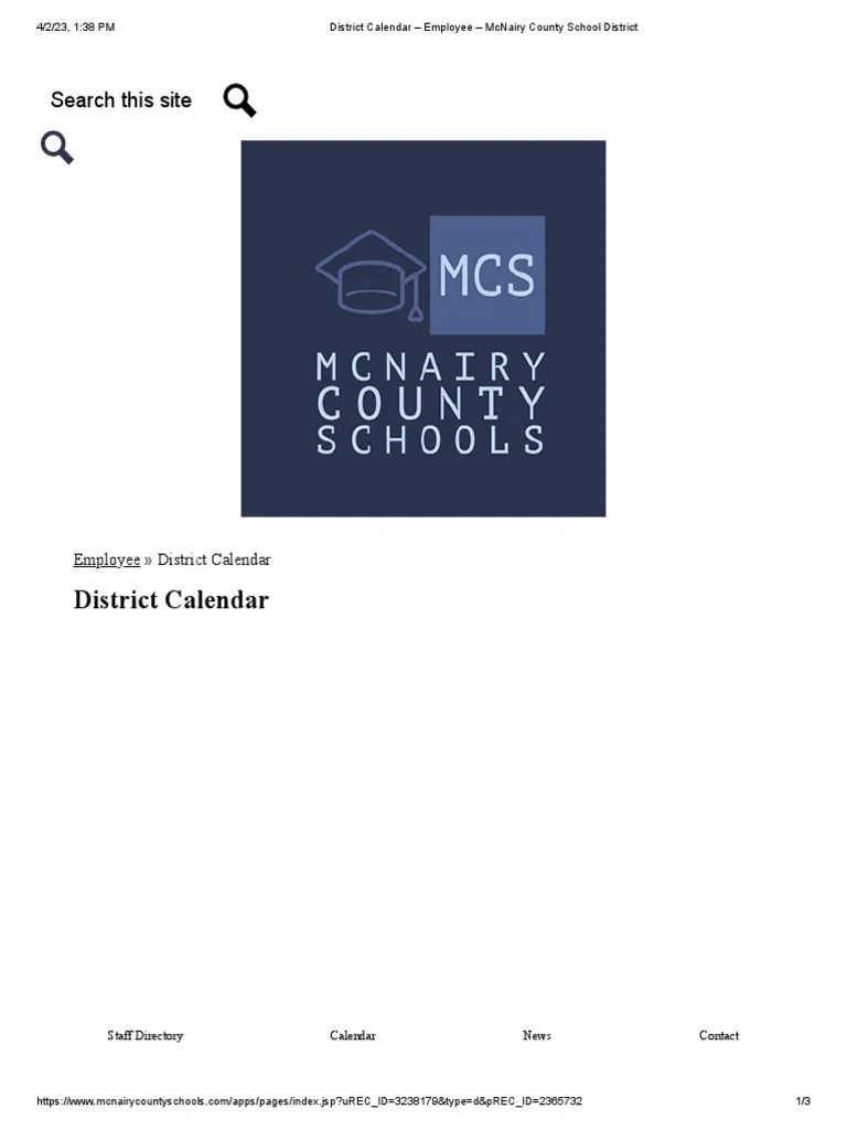 District Calendar Employee McNairy County School District PDF
