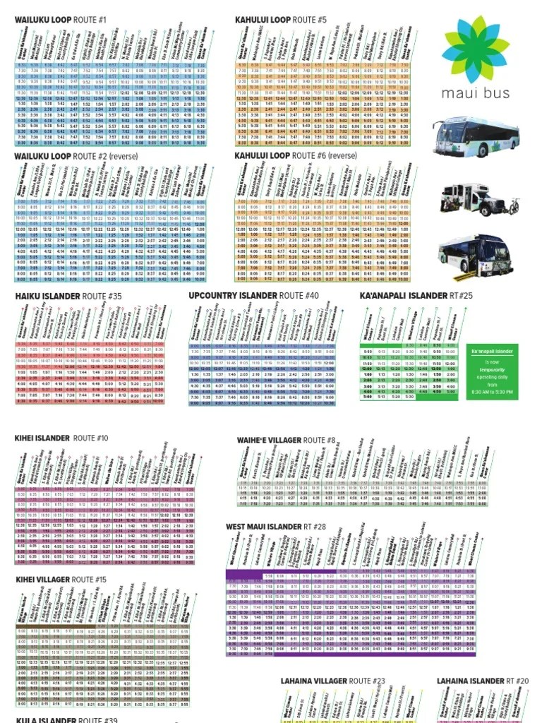Maui Bus Route Schedule Overview PDF