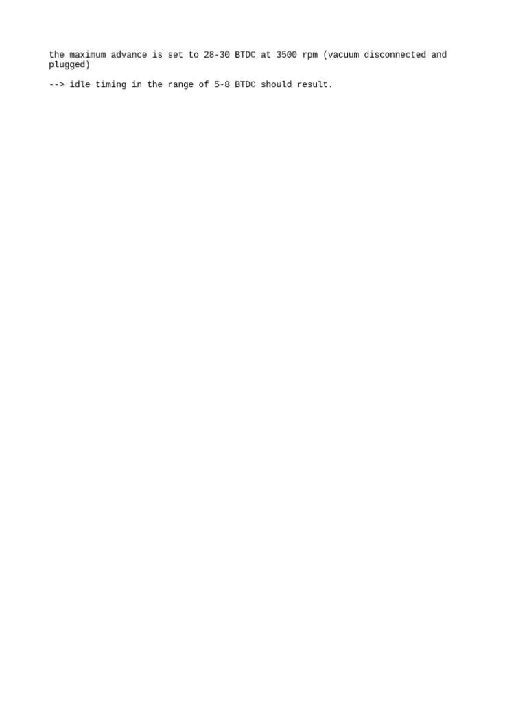 Setting Idle Timing for Maximum Advance of 2830 BTDC at 3500 RPM for a