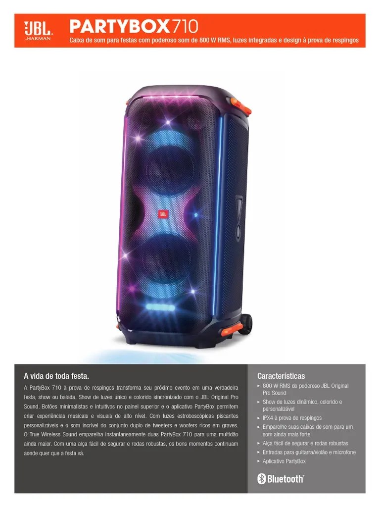 JBL PartyBox 710 SpecSheet Portuguess Brazil | PDF | Bluetooth | USB