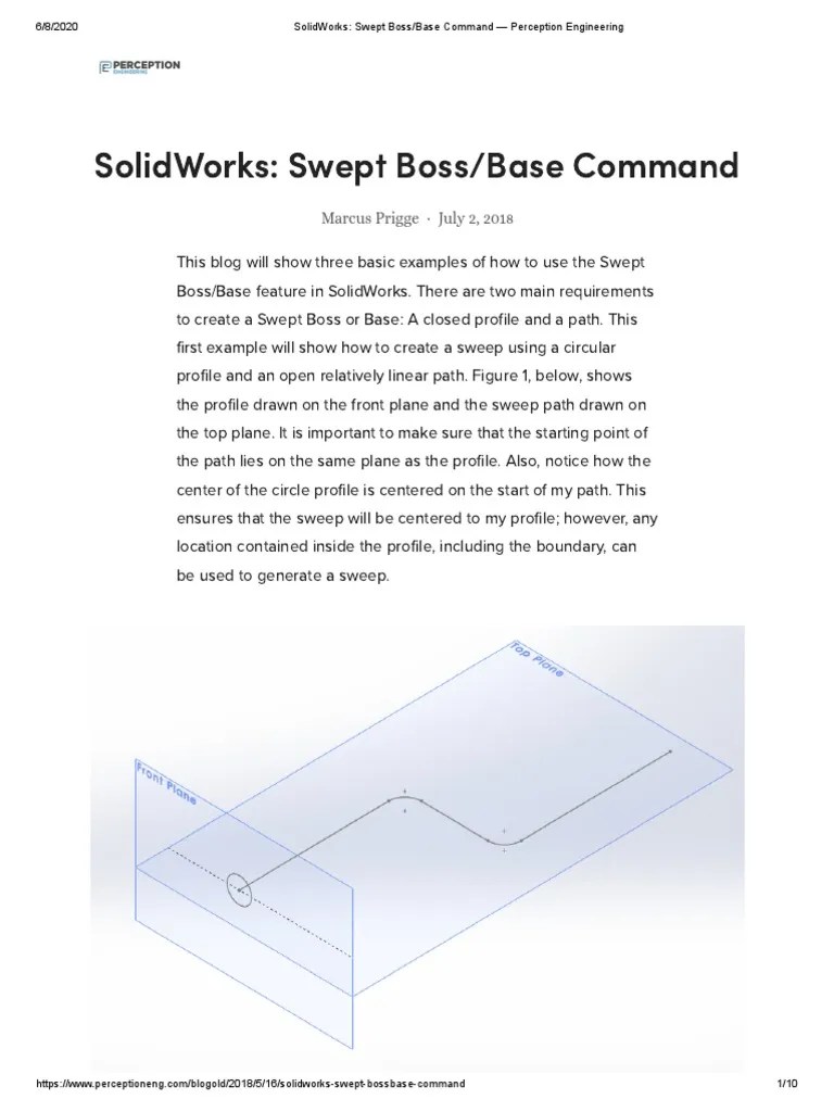 SolidWorks_ Swept Boss_Base Command — Perception Engineering PDF