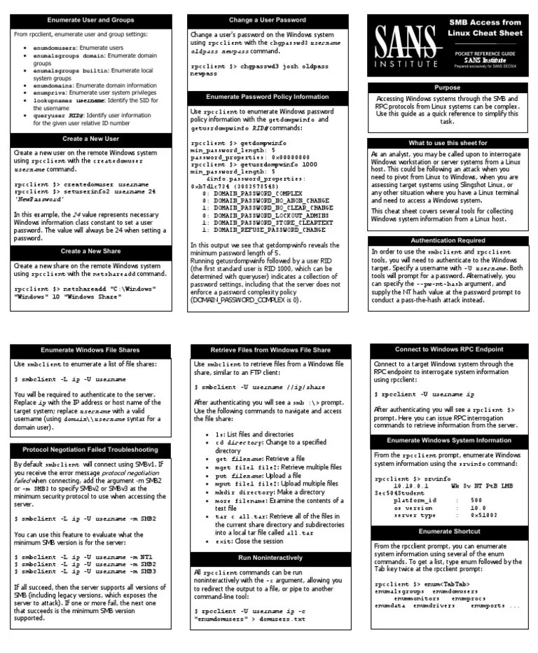 SMB Access From Linux PDF Password Computer Networking
