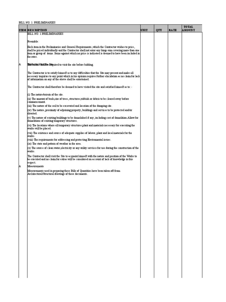 B. O Q For Building PDF Taxes Concrete