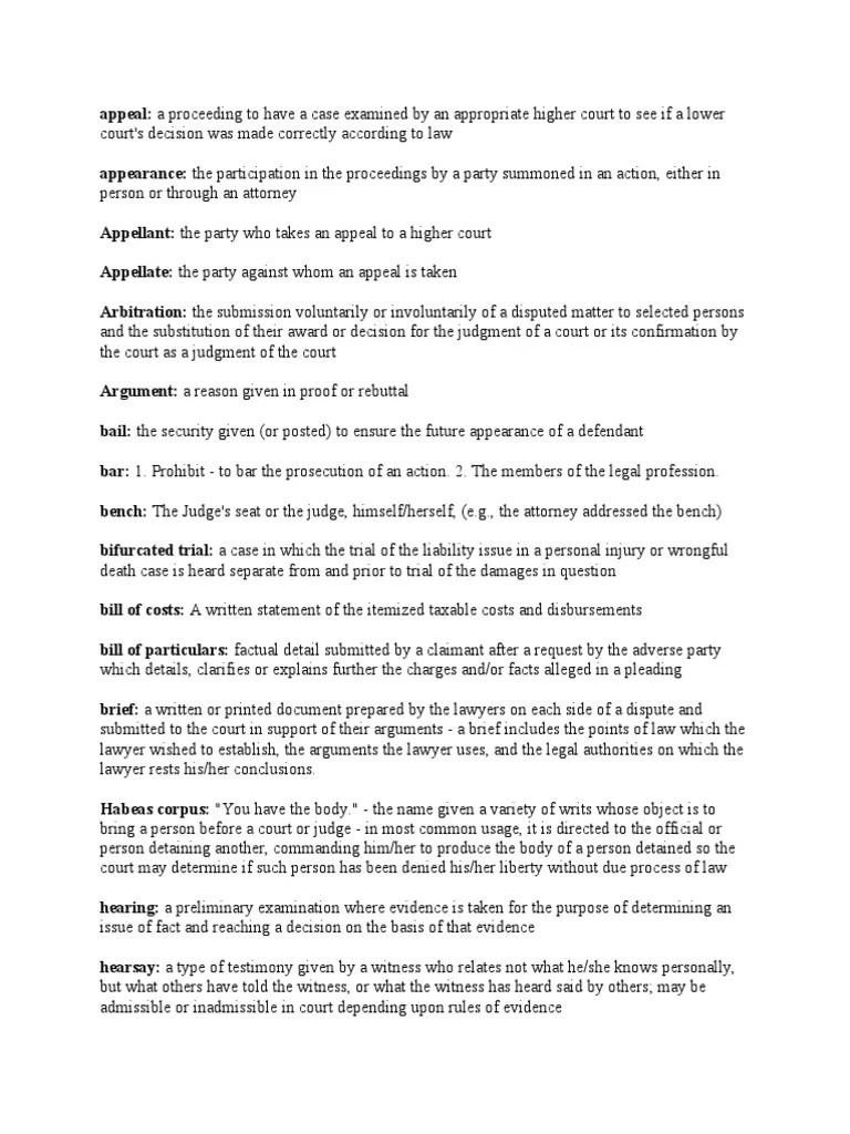 Legal Terms PDF Lawsuit Judge