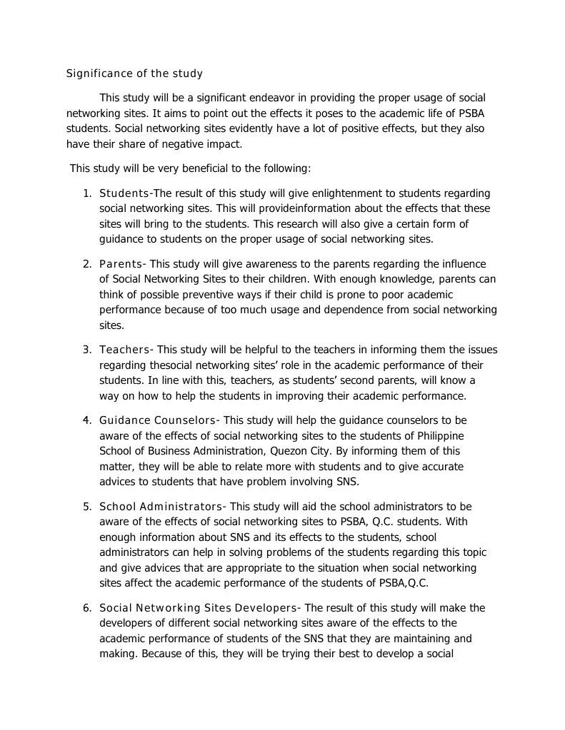 Significance of the Study