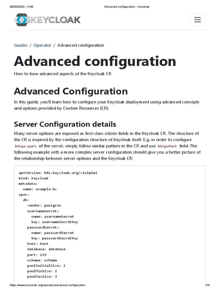 Advanced Configuration Keycloak PDF Computer Programming