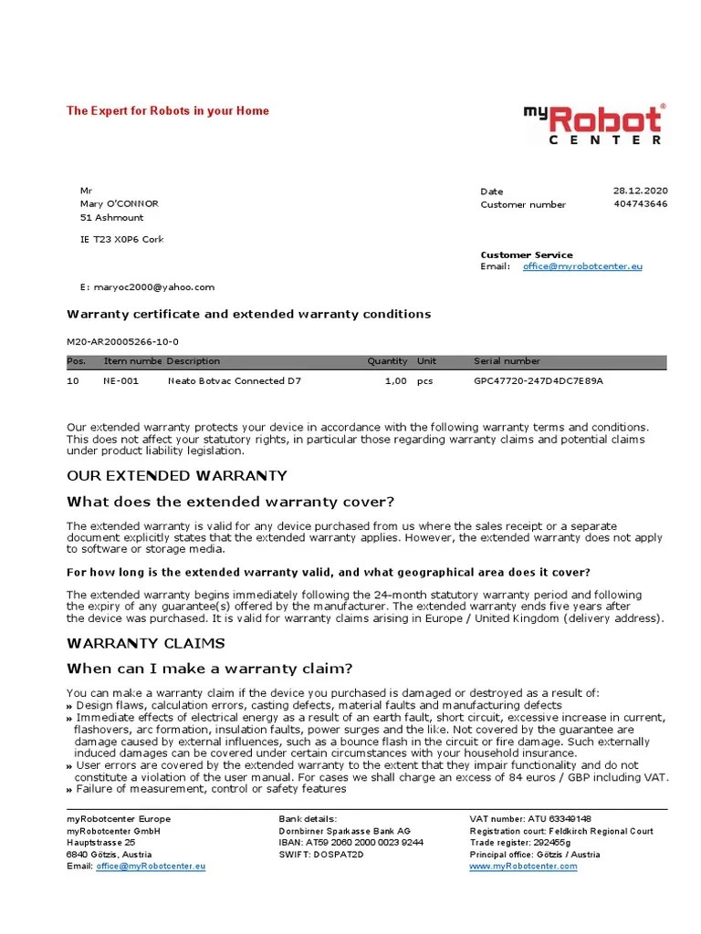 The Expert For Robots in Your Home Our Extended Warranty What Does The