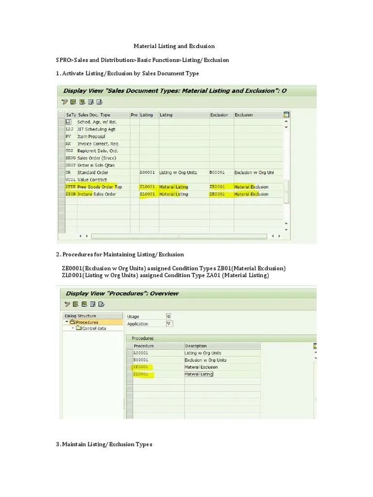 Material Listing and Exclusion PDF