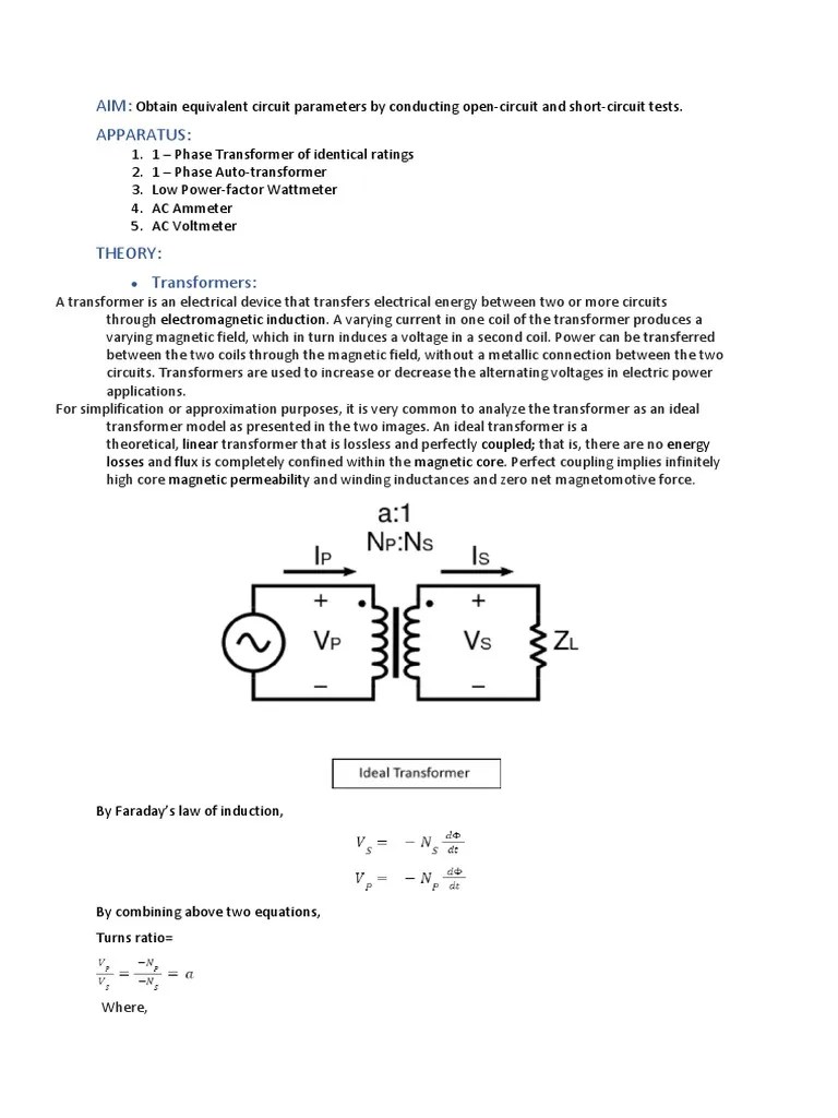 Determination of Equivalent Circuit Parameters of a Transformer Through