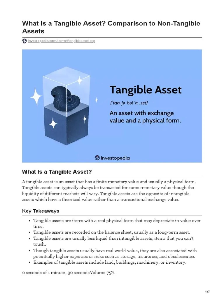What Is A Tangible Asset Comparison To NonTangible Assets PDF Balance Sheet Intangible Asset