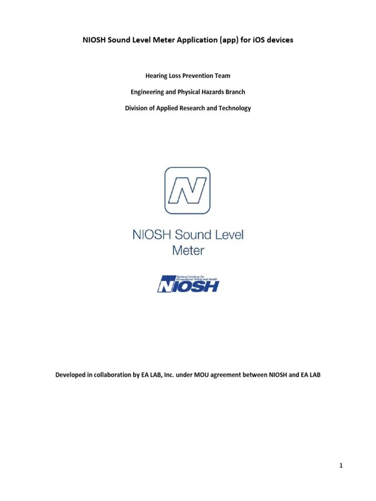 NIOSH Sound Level Meter Application (App) For iOS Devices PDF Noise