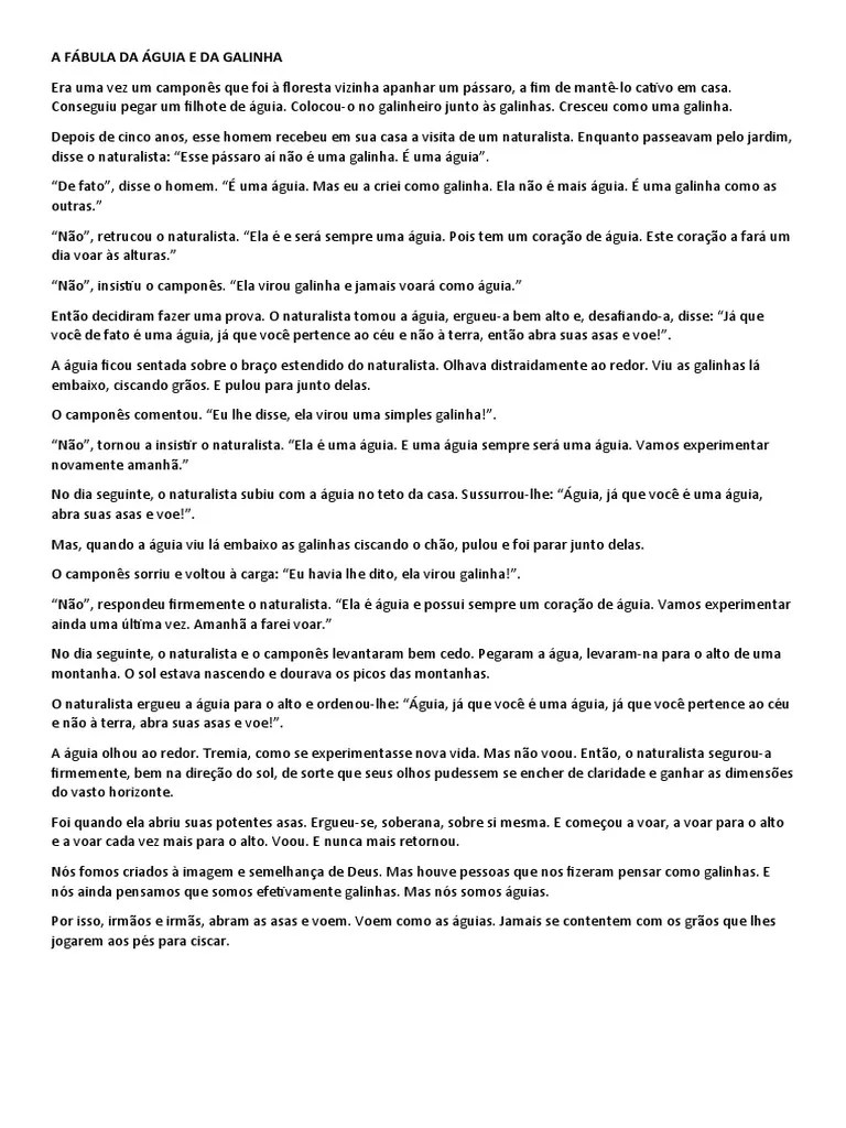 A Fábula Da Águia e Da Galinha PDF Frango