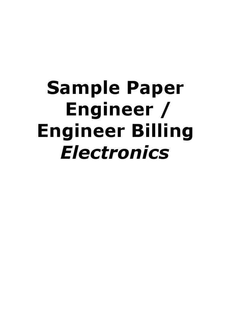 Sample Paper Engineer, Engineer Billing Electronics PDF Computing
