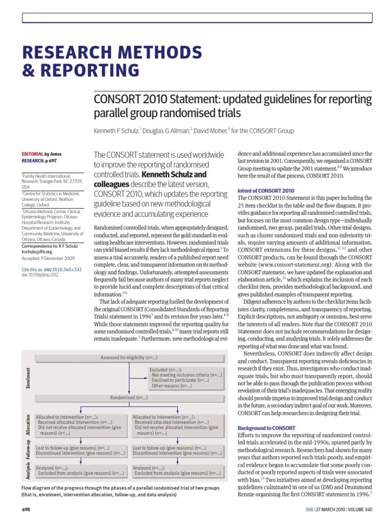 Research Methods & Reporting Consort 2010 Statement Updated