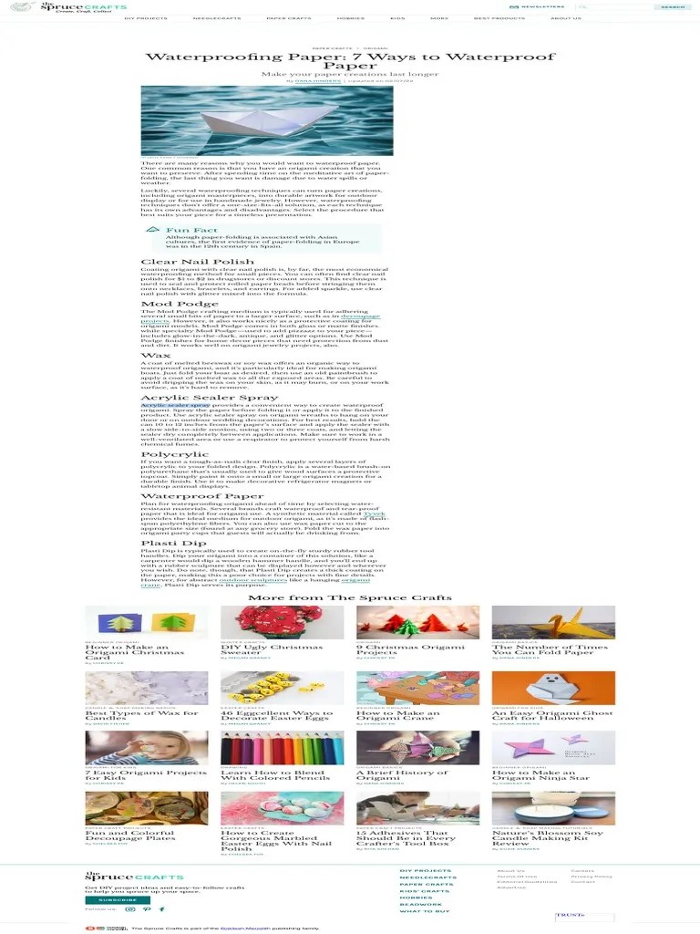 Waterproofing Paper 7 Ways to Waterproof Paper PDF Origami Wax