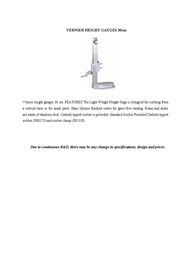 7 Vernier Height Gauges 30 CM PDF