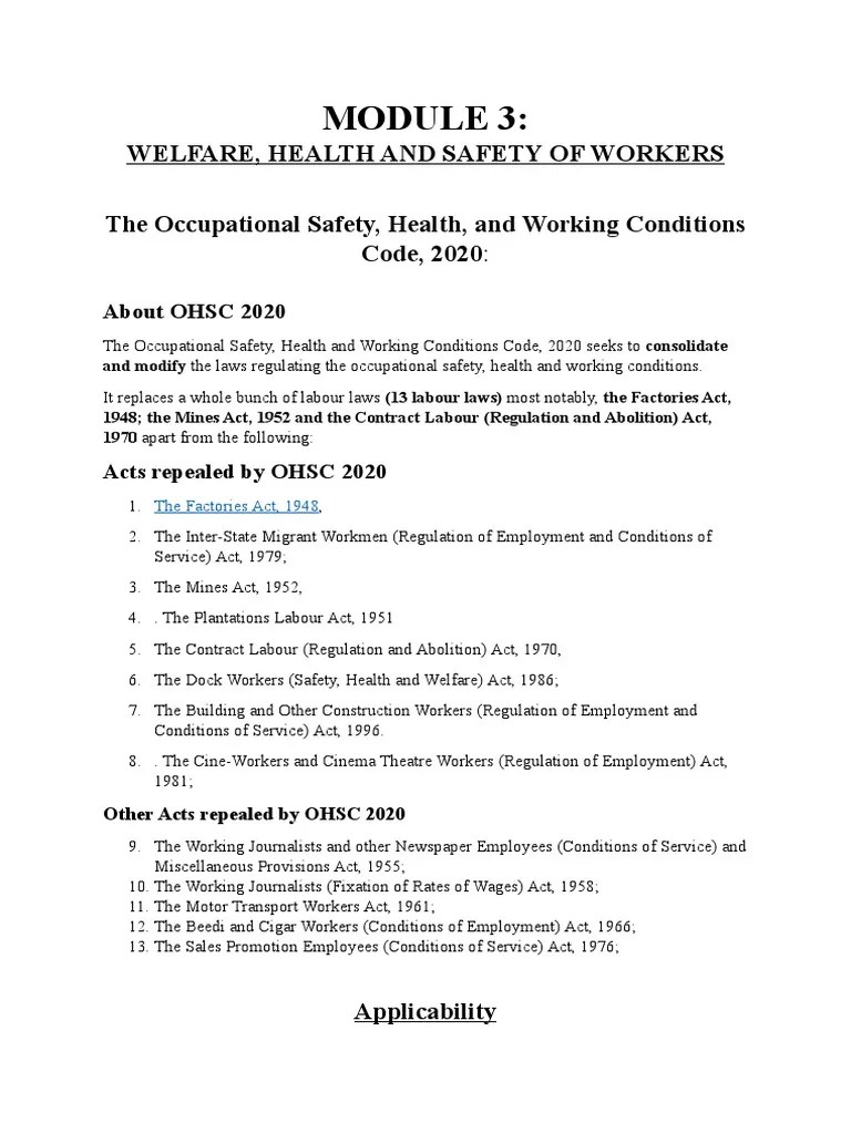Module 3 Definitions PDF Occupational Safety And Health Employment