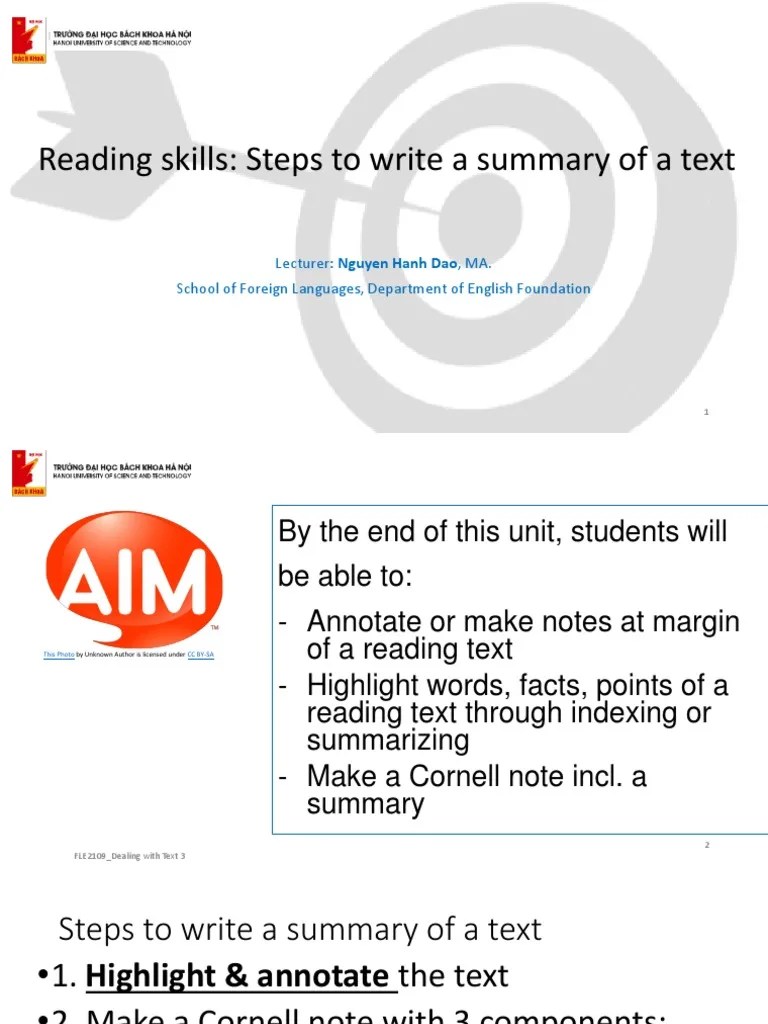 Steps to write a summary of a text 1 PDF Cognitive Science Cognition