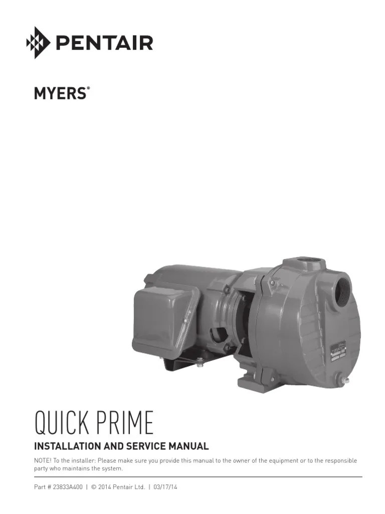 Myers Centrifugal Pumps QP Series Repair Parts PDF Pump Fuse