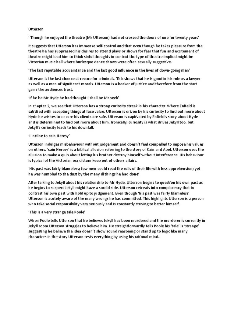 Utterson Quotes PDF Strange Case Of Dr Jekyll And Mr Hyde