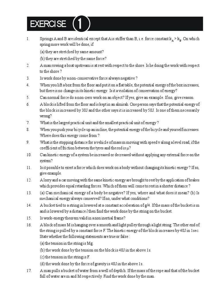 Work Energy Power Questions | PDF | Force | Acceleration